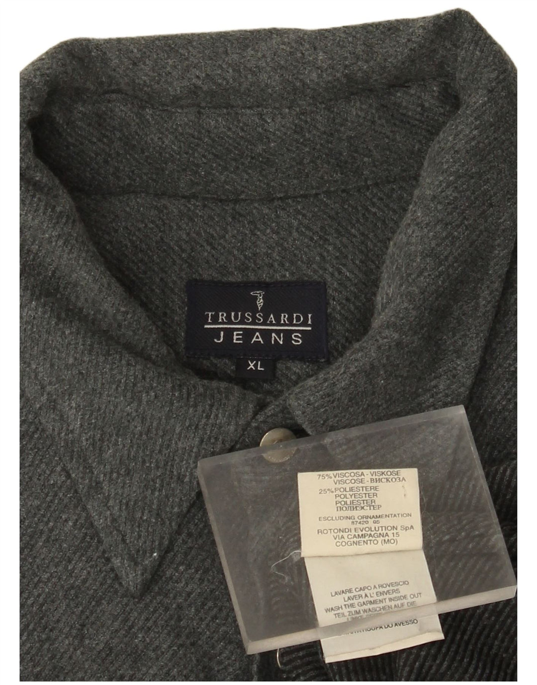 Camisa Hombre Trussardi Jeans Franela XL Viscosa Gris