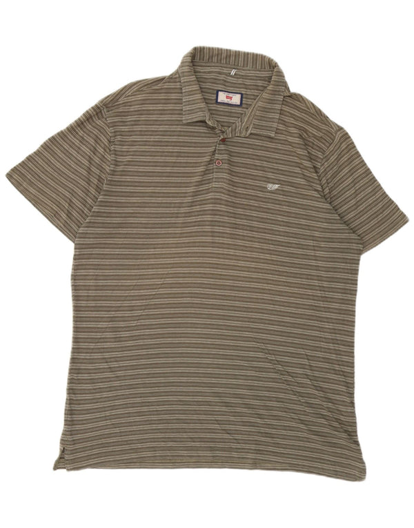 Polo Carrera Hombre Regular Fit XL Algodón A Rayas Caqui