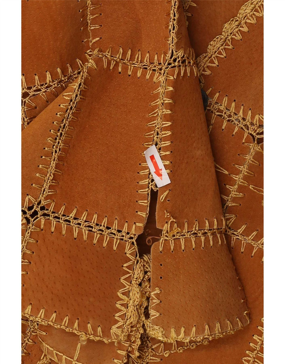 Chaleco vintage de ante para mujer XL Patchwork marrón