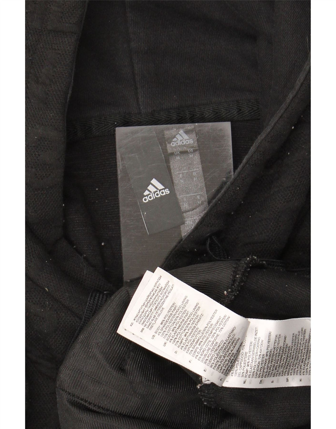 ADIDAS Mens Graphic Hoodie Jumper Medium Black Polyester Vintage Adidas and Second-Hand Adidas from Messina Hembry 
