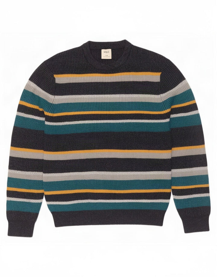 Marks & Spencer - Jersey de cuello redondo para hombre, talla grande, multicolor, a rayas