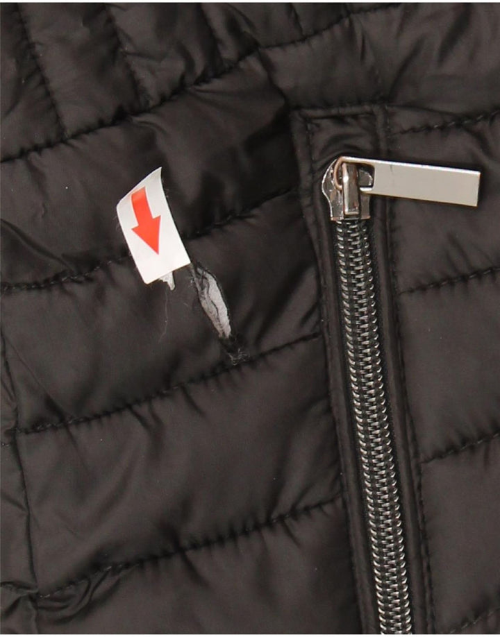 Zara Mujer Chaqueta Acolchada Con Capucha UK 10 Small Poliéster Negro