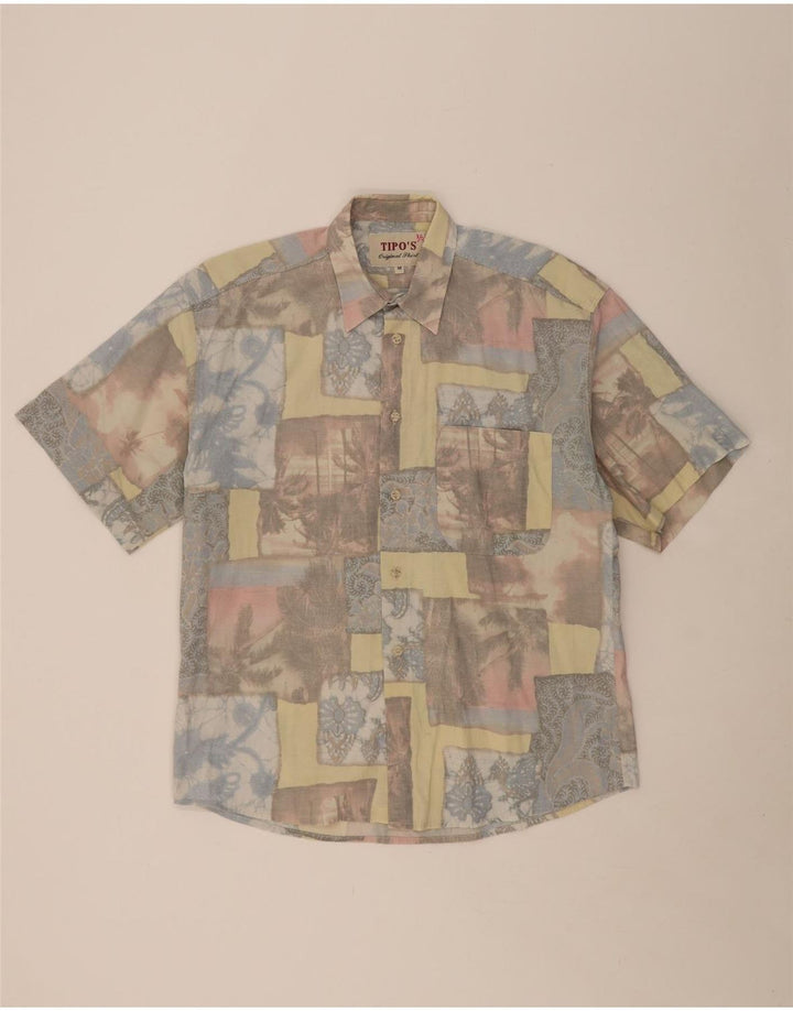 TIPO' S Mens Short Sleeve Shirt Medium Multicoloured Patchwork Hawaiian