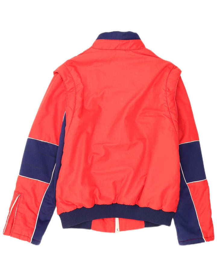 VINTAGE Womens Bomber Jacket UK 16 Large Red Colourblock