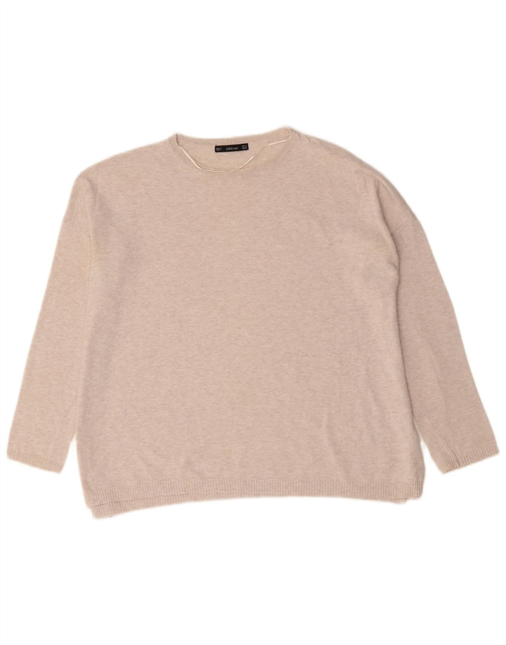 Zara - Jersey extragrande con cuello barco para mujer, talla 40, color beige medio