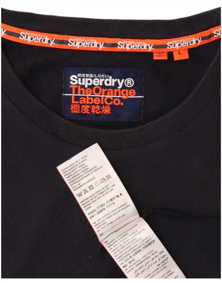 SUPERDRY Camiseta para hombre Top Large Black Cotton Classic