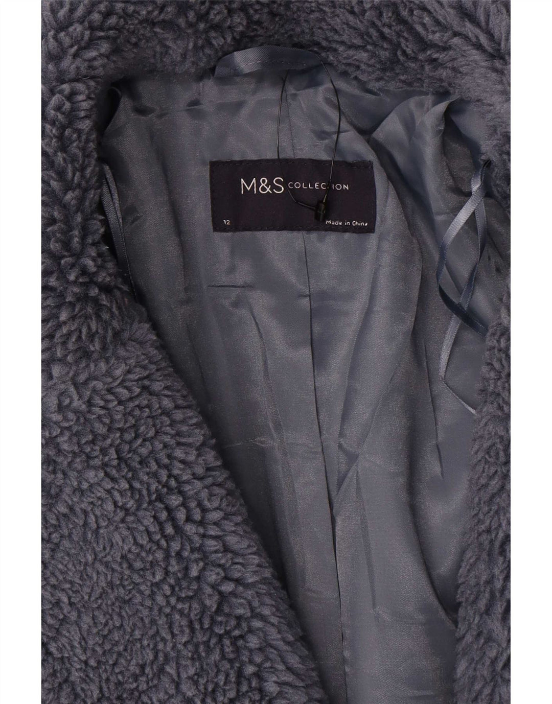 Marks & Spencer Abrigo extragrande de piel sintética para mujer UK 42 Gris medio