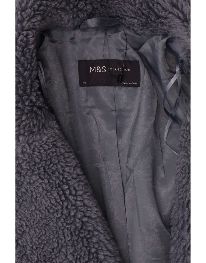 Marks & Spencer Abrigo extragrande de piel sintética para mujer UK 42 Gris medio