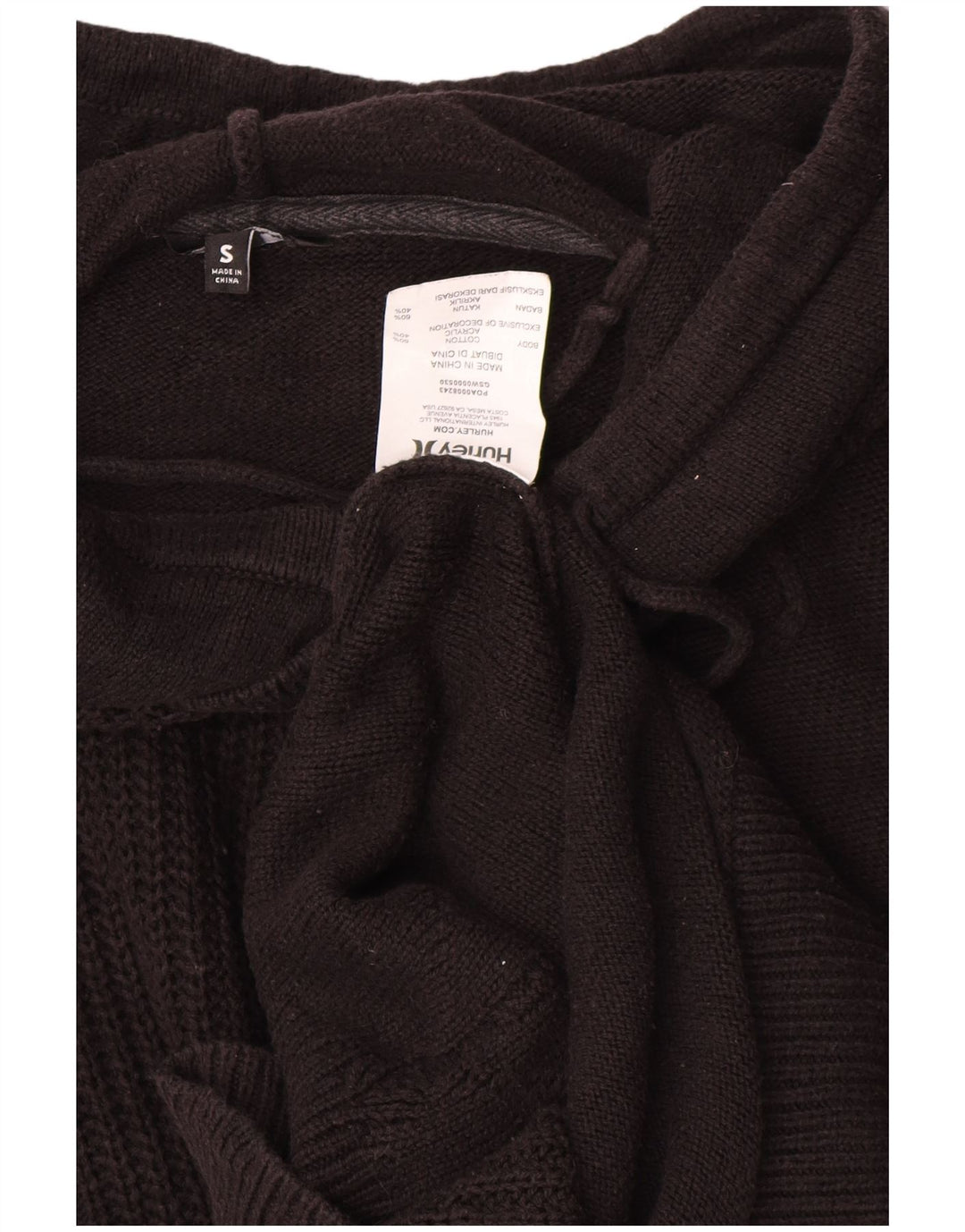 Hurley Suéter tipo jersey extragrande para mujer Reino Unido 10 Pequeño Algodón negro