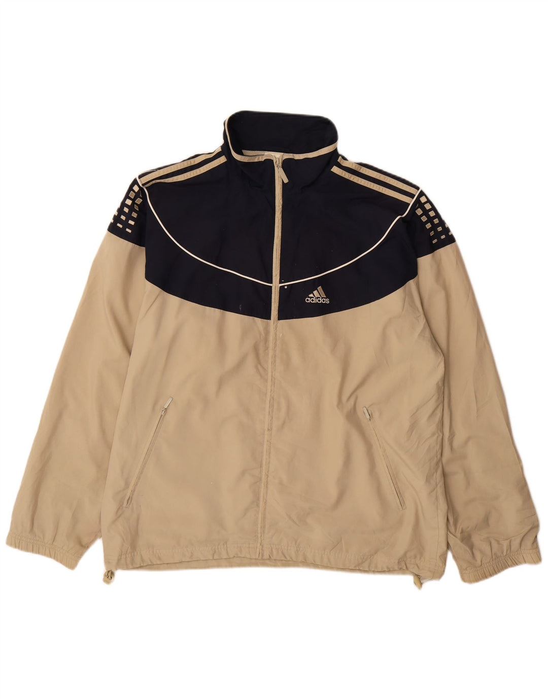 Adidas Hombre Chándal Top Chaqueta Grande Beige Colorblock Poliéster
