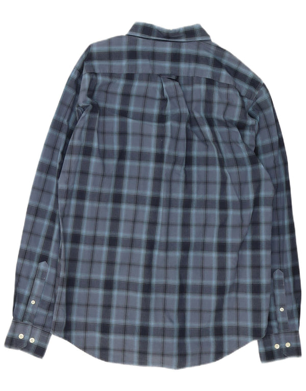 Camisa Nautica Hombre Mediana Azul Marino Cuadros Algodón