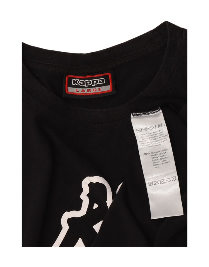 Kappa - Camiseta gráfica para hombre, talla grande, algodón negro