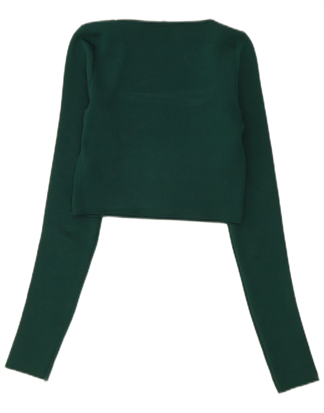 Zara Mujer Crop Top Manga Larga UK 8 Small Verde Poliéster