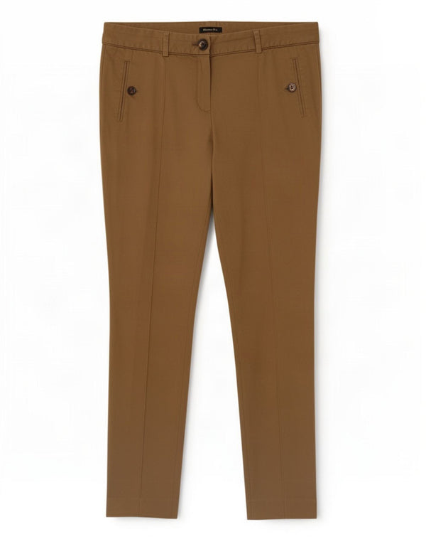 Zara Mujer Pantalón Chino Slim EU 40 Medium W30 L29 Algodón Marrón