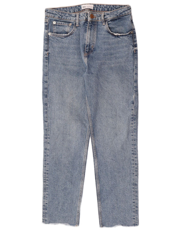 Zara Mujer Crop Jeans De Cintura Alta EU 40 Medium W30 L26 Algodón Azul