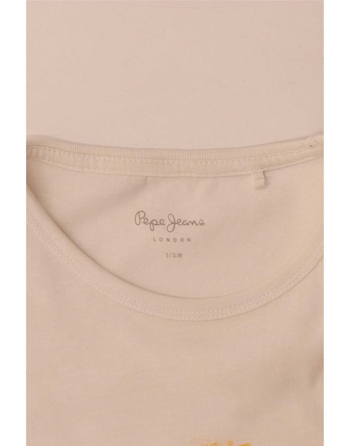 PEPE Jeans - Camiseta ajustada con gráfico para hombre, talla pequeña, color blanco