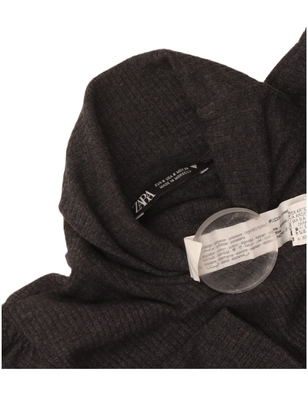 Zara Vestido tipo jersey de manga corta con cuello vuelto para mujer Reino Unido 8 Pequeño Poliéster gris