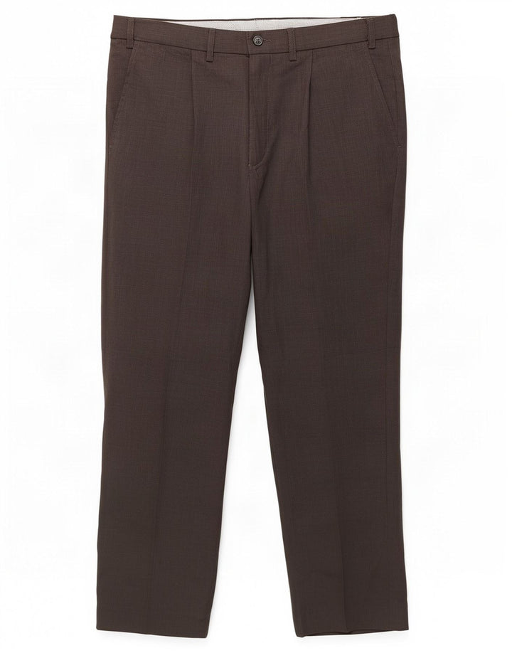 Marks & Spencer Pantalón de traje con pinzas para hombre W36 L31 Poliéster gris