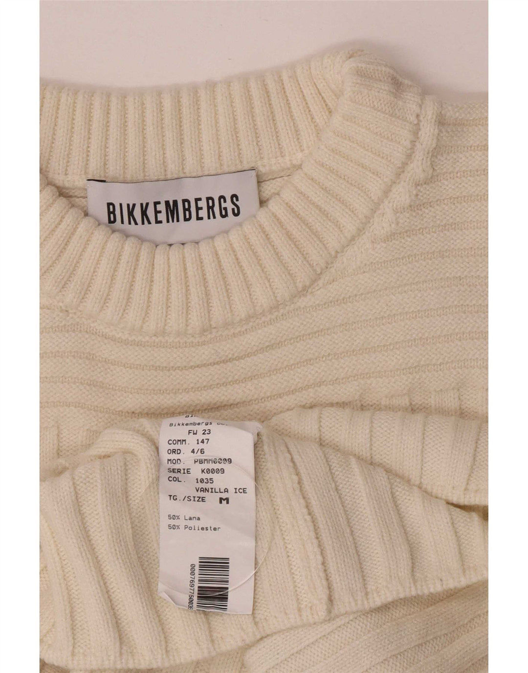 Bikkembergs Suéter tipo jersey con cuello redondo para mujer UK 12 Medium Off White