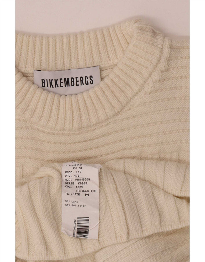 Bikkembergs Suéter tipo jersey con cuello redondo para mujer UK 12 Medium Off White