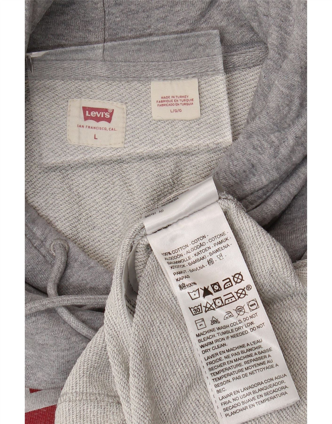 Levi's Jersey con capucha gráfica para hombre de algodón gris grande