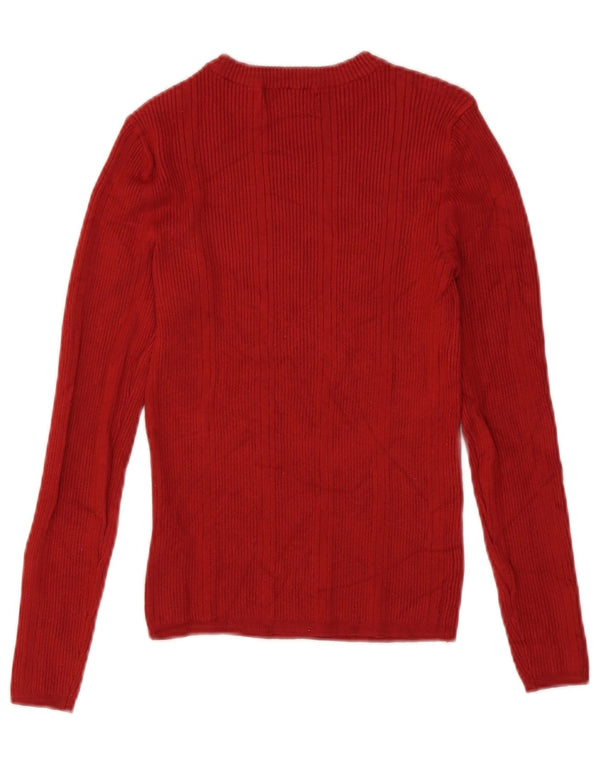 Marks & Spencer Jersey con Cuello Barco para Mujer UK 8 Small Borgoña Viscosa
