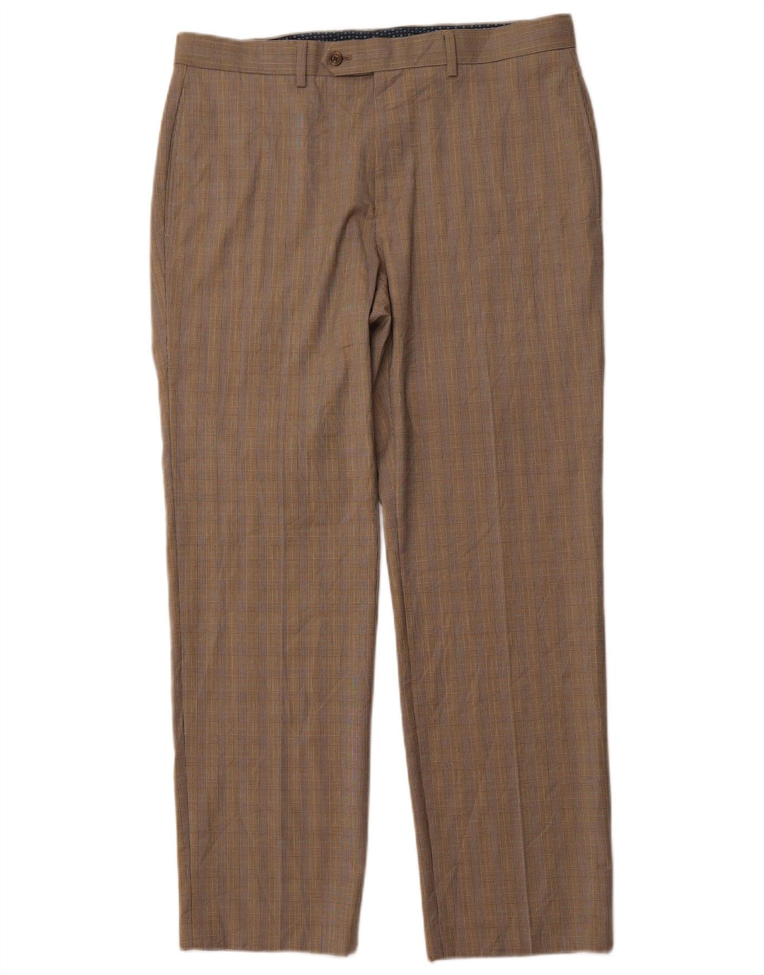 POLO RALPH LAUREN Pantalón de traje recto para hombre W34 L30 Marrón pata de gallo