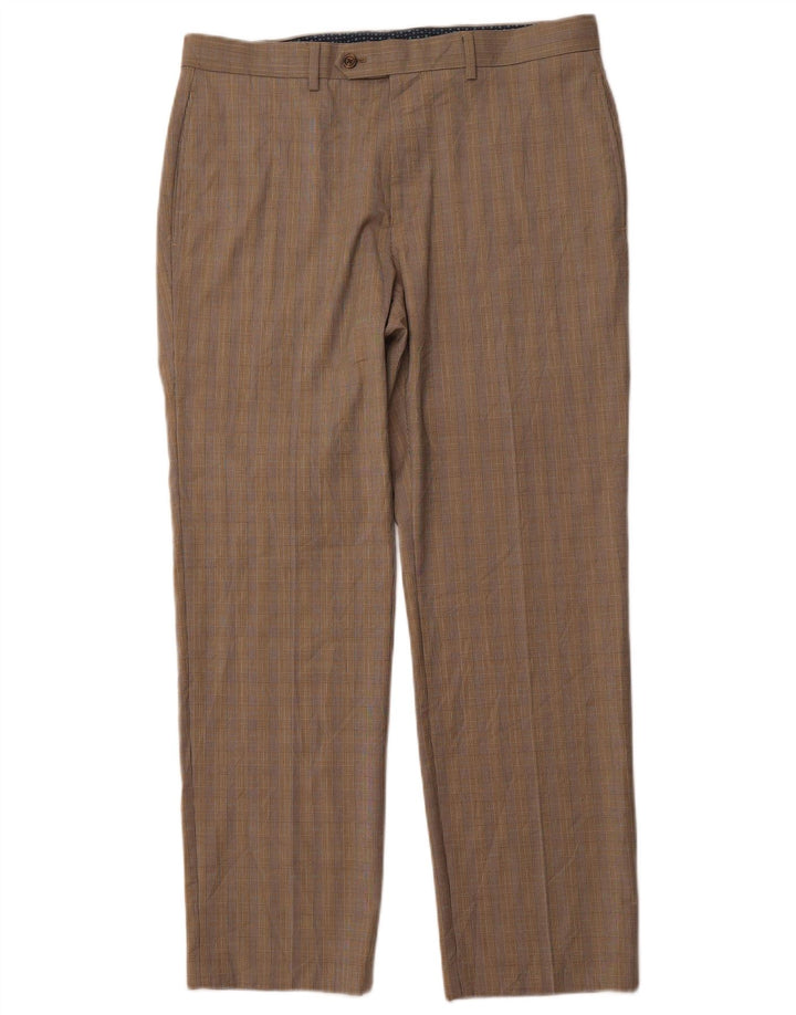 POLO RALPH LAUREN Pantalón de traje recto para hombre W34 L30 Marrón pata de gallo