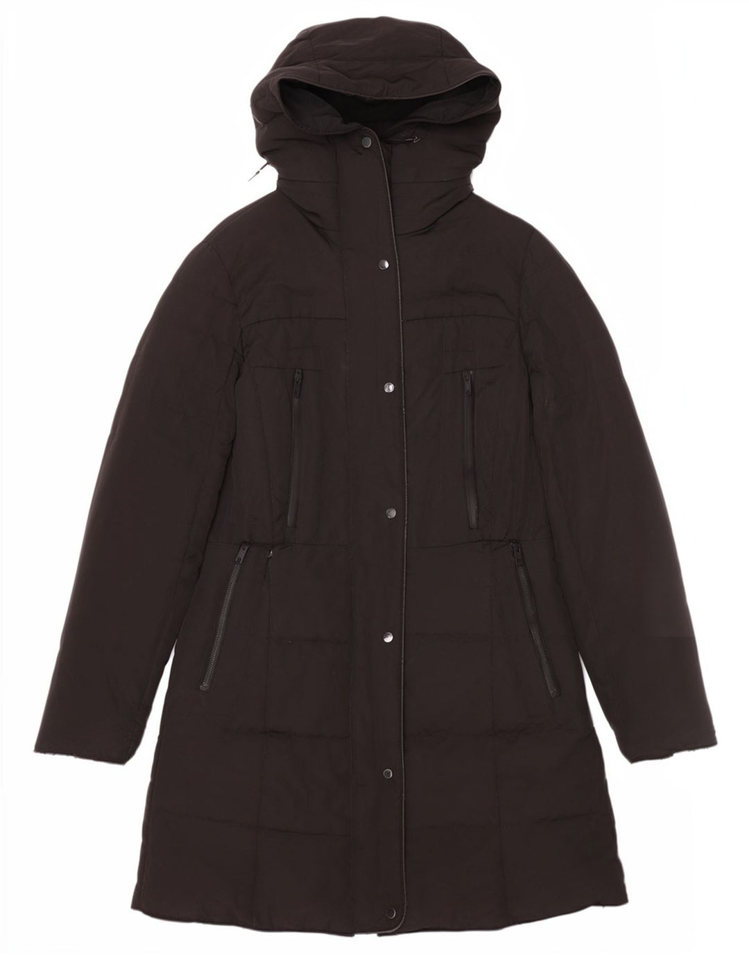 Zara Mujer Abrigo Acolchado Con Capucha UK 44 Medium Negro