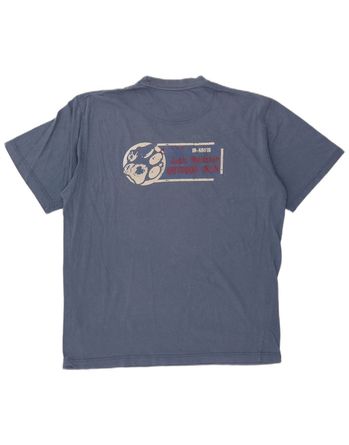 JACK WOLFSKIN Camiseta gráfica para hombre Top grande de algodón azul marino