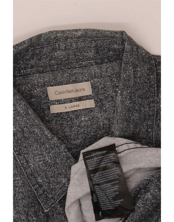 Calvin Klein Jeans Camisa con estampado abstracto para hombre XL Algodón gris