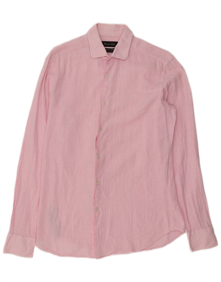 Camisa Massimo Dutti Hombre Small Cuadros Rosa Algodón