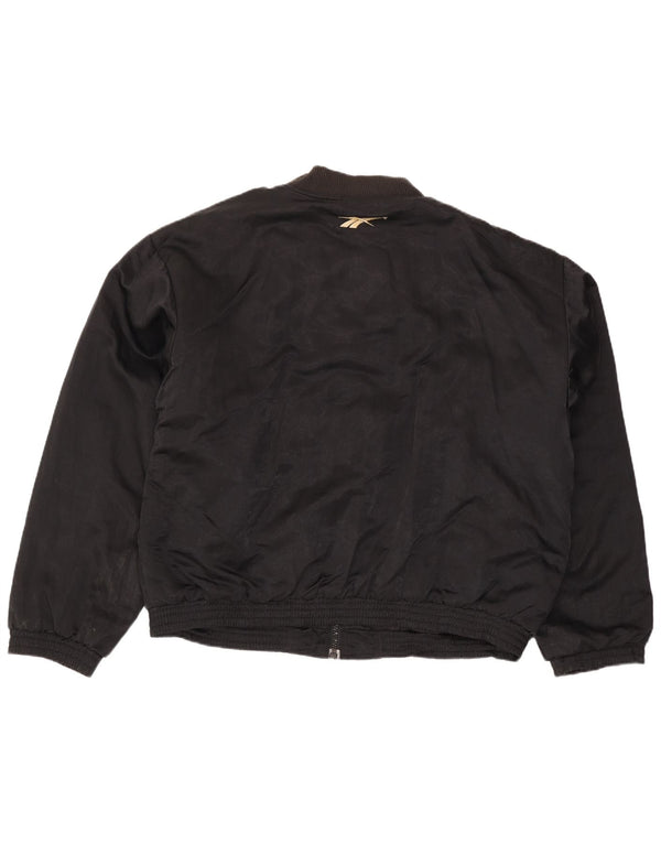 Reebok Chaqueta bomber holgada para hombre UK 42 XL Nylon negro