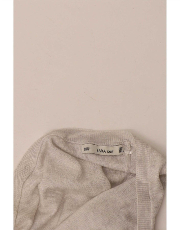 Zara Suéter con Cuello en V para Mujer UK 46 Grande Gris