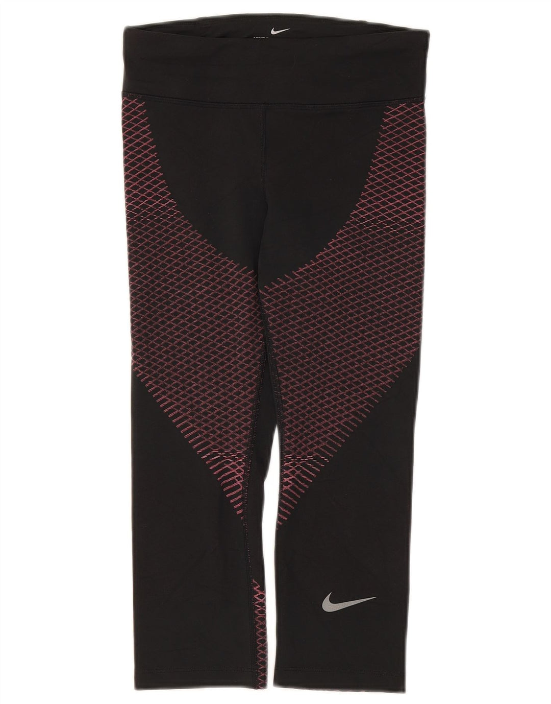 Nike Dri Fit Capri Leggings para mujer UK 8 Pequeño Negro Geométrico Poliéster