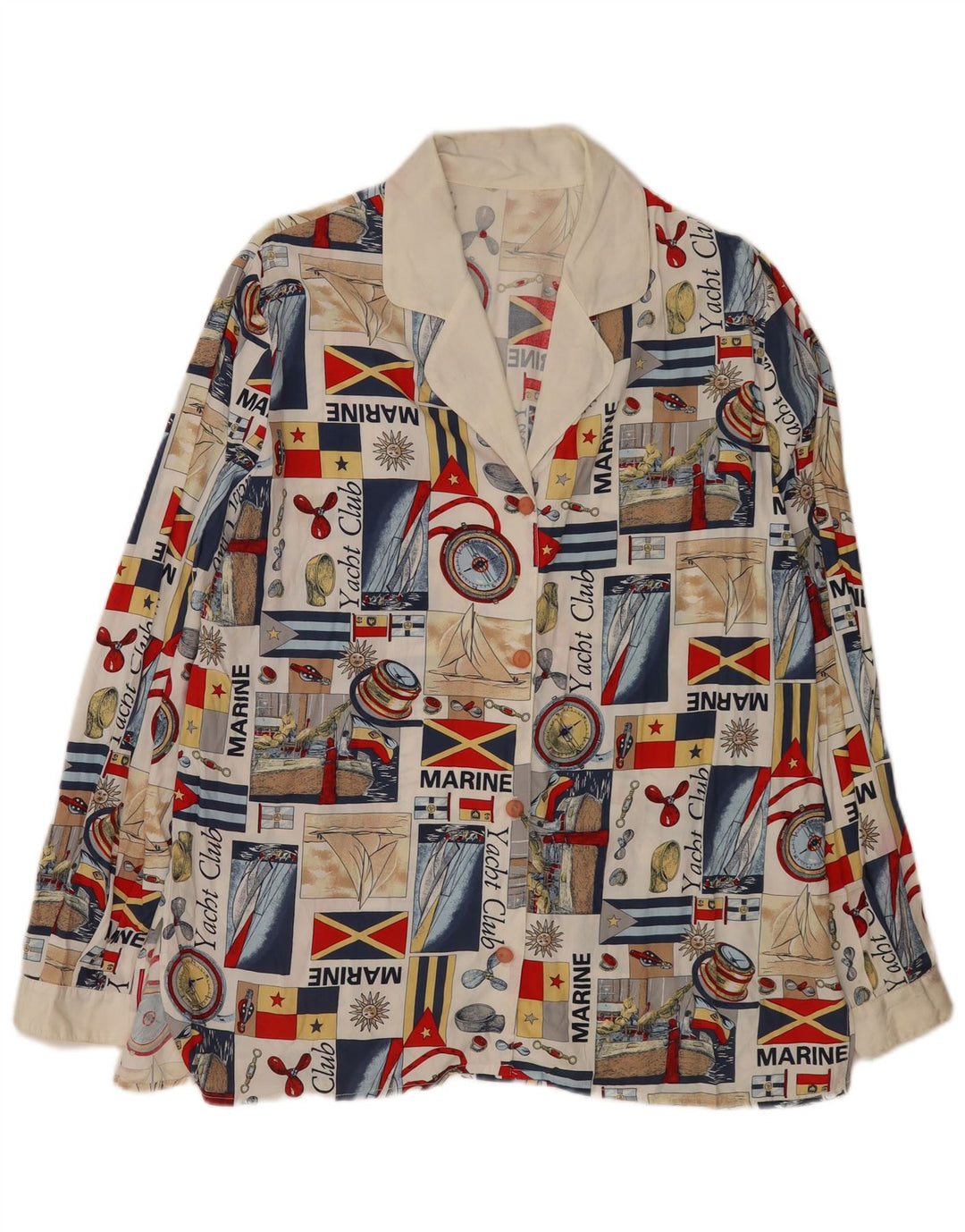 Vintage mujer abstracta camisa gráfica blusa Reino Unido 16 grande multicolor