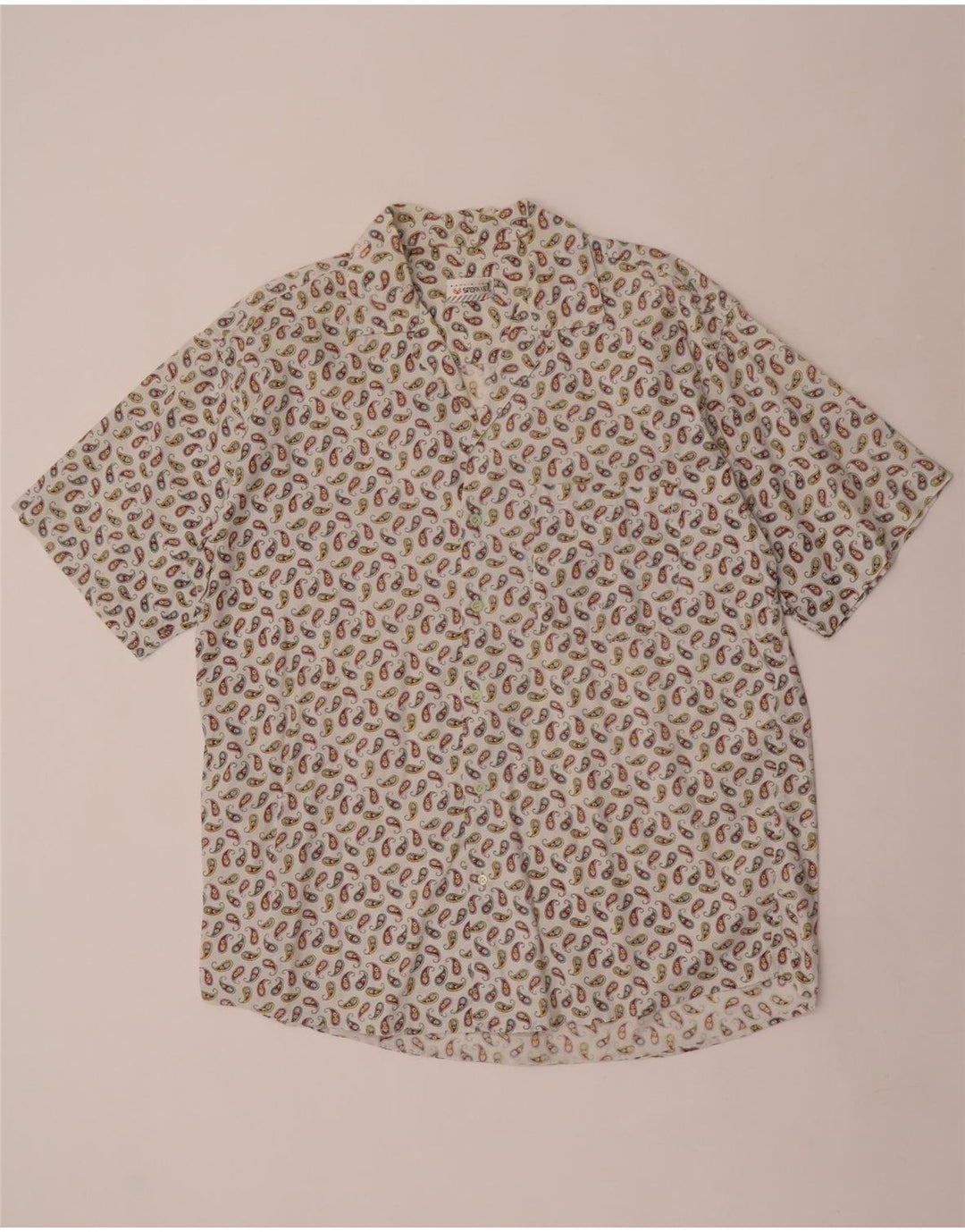 Stefanel Camisa de manga corta para hombre Large White Paisley