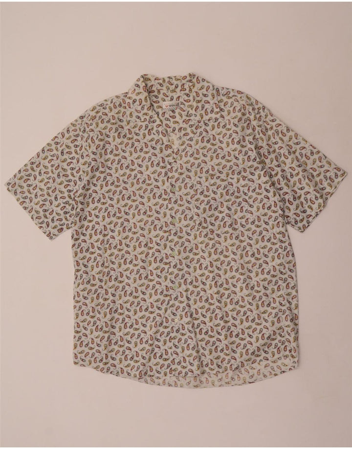 Stefanel Camisa de manga corta para hombre Large White Paisley