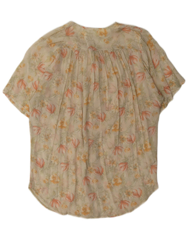 Blusa vintage de manga corta para mujer IT 42 Medium Beige Floral