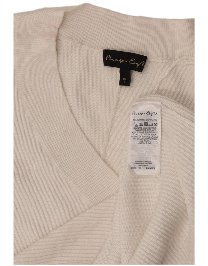 Phase Eight Suéter tipo jersey de gran tamaño con cuello en V para mujer UK 10 Small White