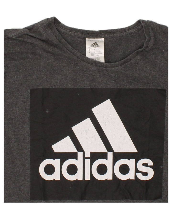 ADIDAS Mens Graphic T-Shirt Top Large Grey Vintage Adidas and Second-Hand Adidas from Messina Hembry 