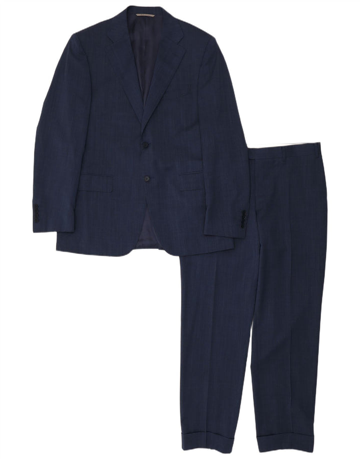 Canali Traje de 2 piezas para hombre con 2 botones IT 50 Grande W34 L30 Lana azul marino