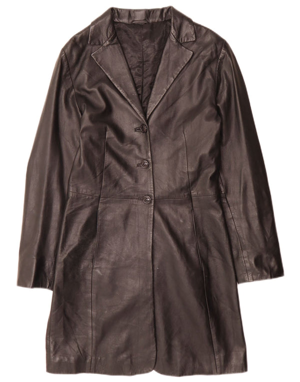 Stefanel Abrigo de cuero para mujer IT 40 Small Black