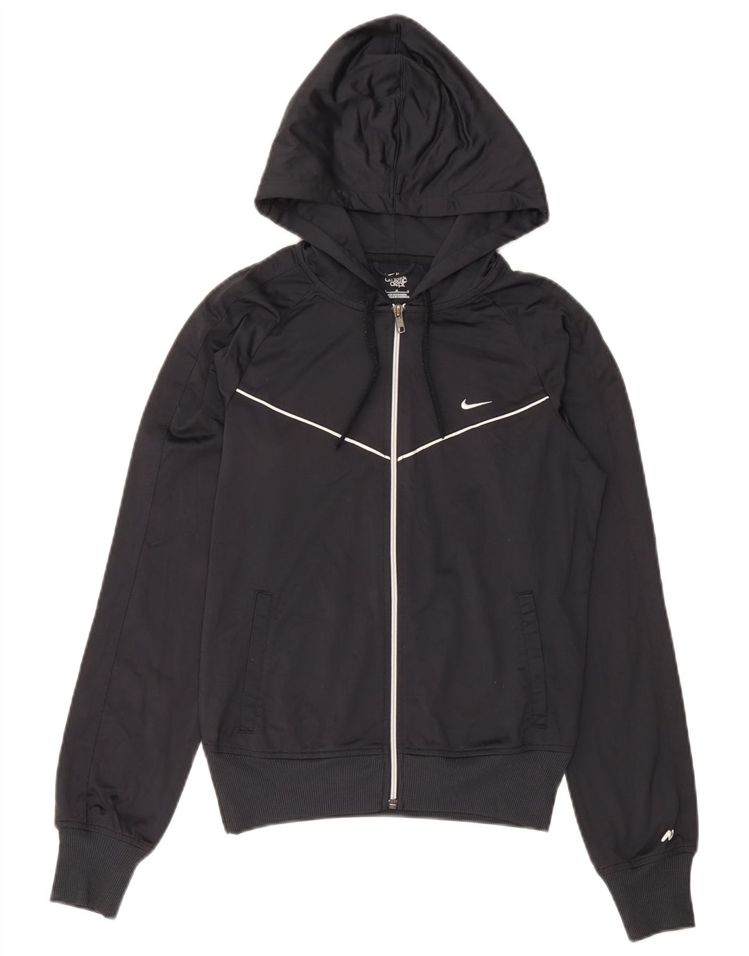 Nike - Sudadera con capucha y cremallera para mujer, talla M, poliéster negro