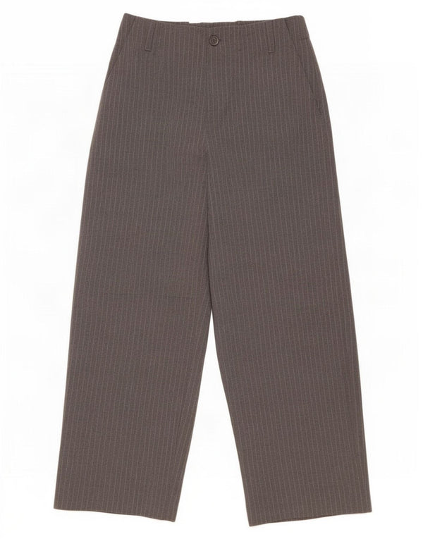 Zara Mujer Pantalones Cortos De Cintura Alta Pequeño W26 L25 Gris Pinstripe