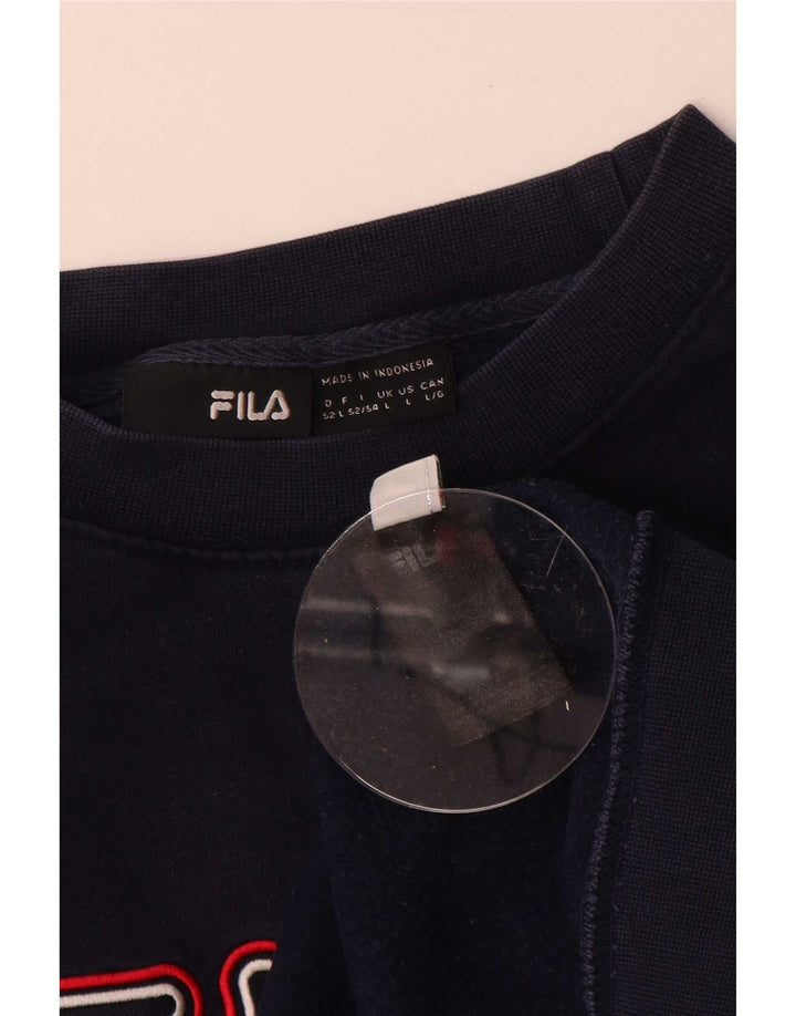 Fila Mens Graphic Sudadera Jumper Grande Azul Marino Algodón