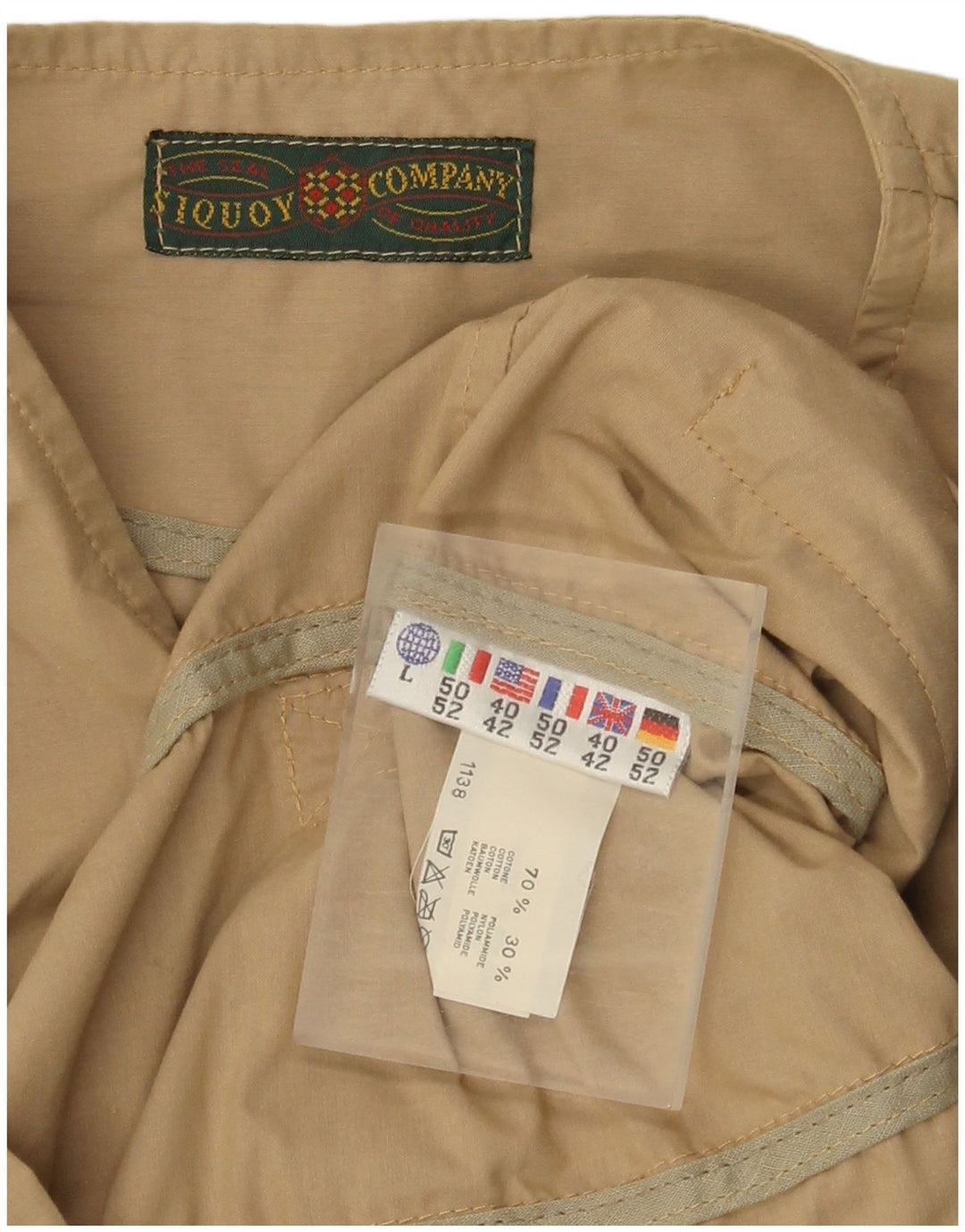 Vintage Hombres Utility Gilet IT 40/42 Algodón Beige Medio