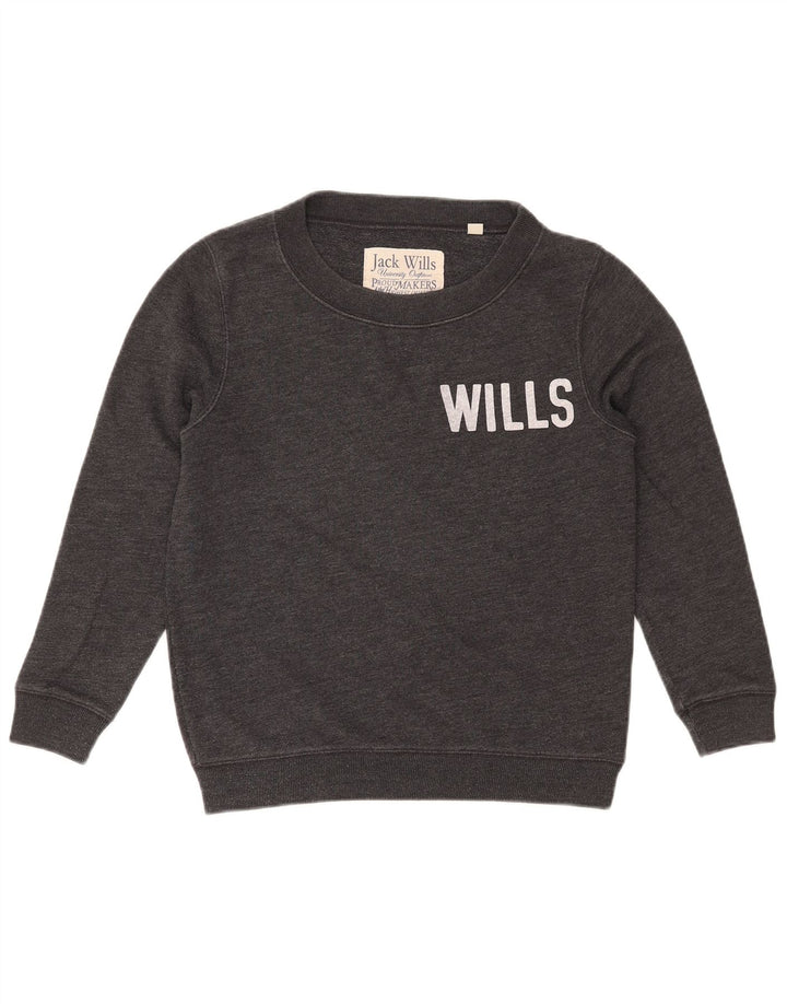 JACK WILLS Sudadera extragrande con estampado gráfico para mujer UK 8 Small Grey