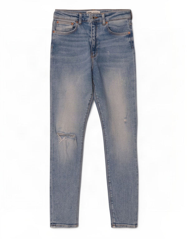 Zara Vaqueros pitillo desgastados de cintura alta para mujer EU 38 Small W28 L28 Azul