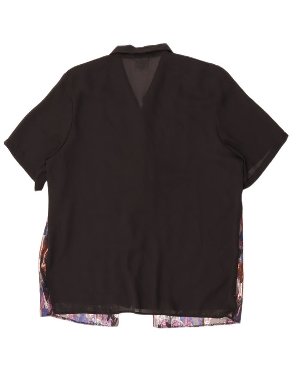 C&A Blusa tipo camisa con estampado abstracto y ajuste relajado para mujer, talla 40, color negro